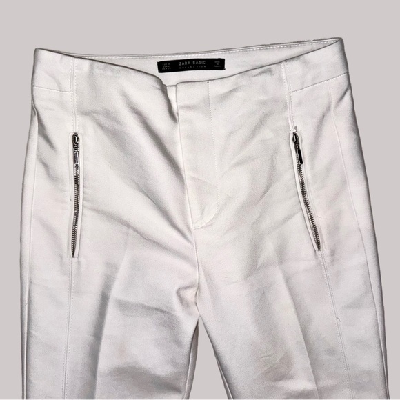 Zara Basic Zip Pants Slim Mid-rise Size XS - Picture 3 of 4